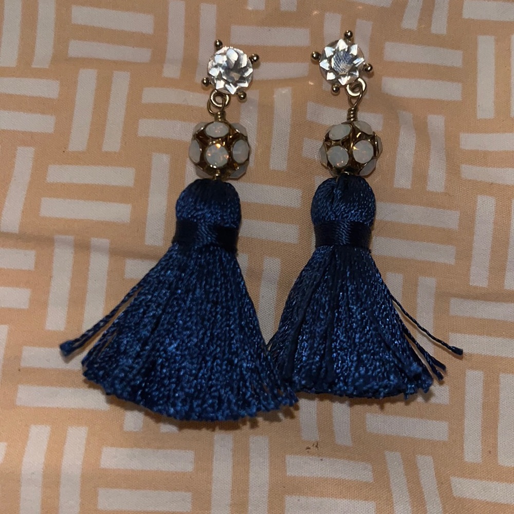 Navy tassel earrings